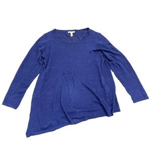 Eileen Fisher royal blue Italian yarn asymmetrical sweater